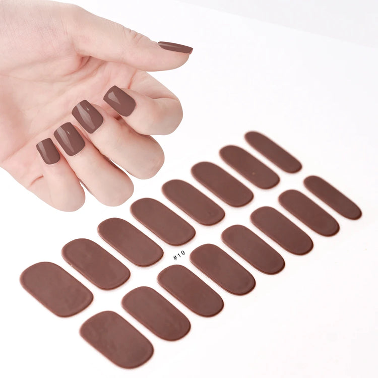 1Sheet Cured Gel Nail Strips Sticker Long-Lasting Nail Polish Strips Wraps Full Cover Gel Nail Art Stickers UV/LED Lamp Required