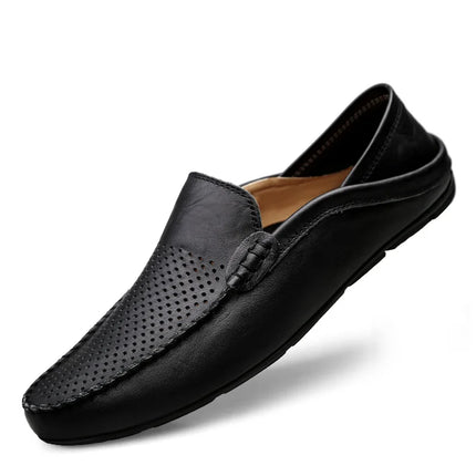 Scarpe da uomo Casual Luxury Summer Casual Leather Shoes Soft Low Platform Outdoor Light traspirante antiscivolo scarpe da guida nere