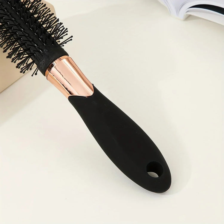 Portable Black Round Hair Brush Curling Styling Hair Comb Easy to Use Salon Hair Tool