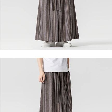 Pantaloni a righe da uomo in cotone e lino, comodi e traspiranti, pantaloni a gamba larga, kimono, samurai giapponese, pantaloni alla moda larghi casual da uomo