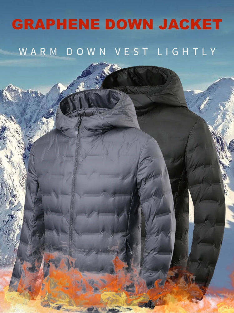 EUMERGX Men's Down Jacket Winter Warm Duck Down Lightweight Padding Jackets Camping Climbing Trekking Graphene Lining Coat