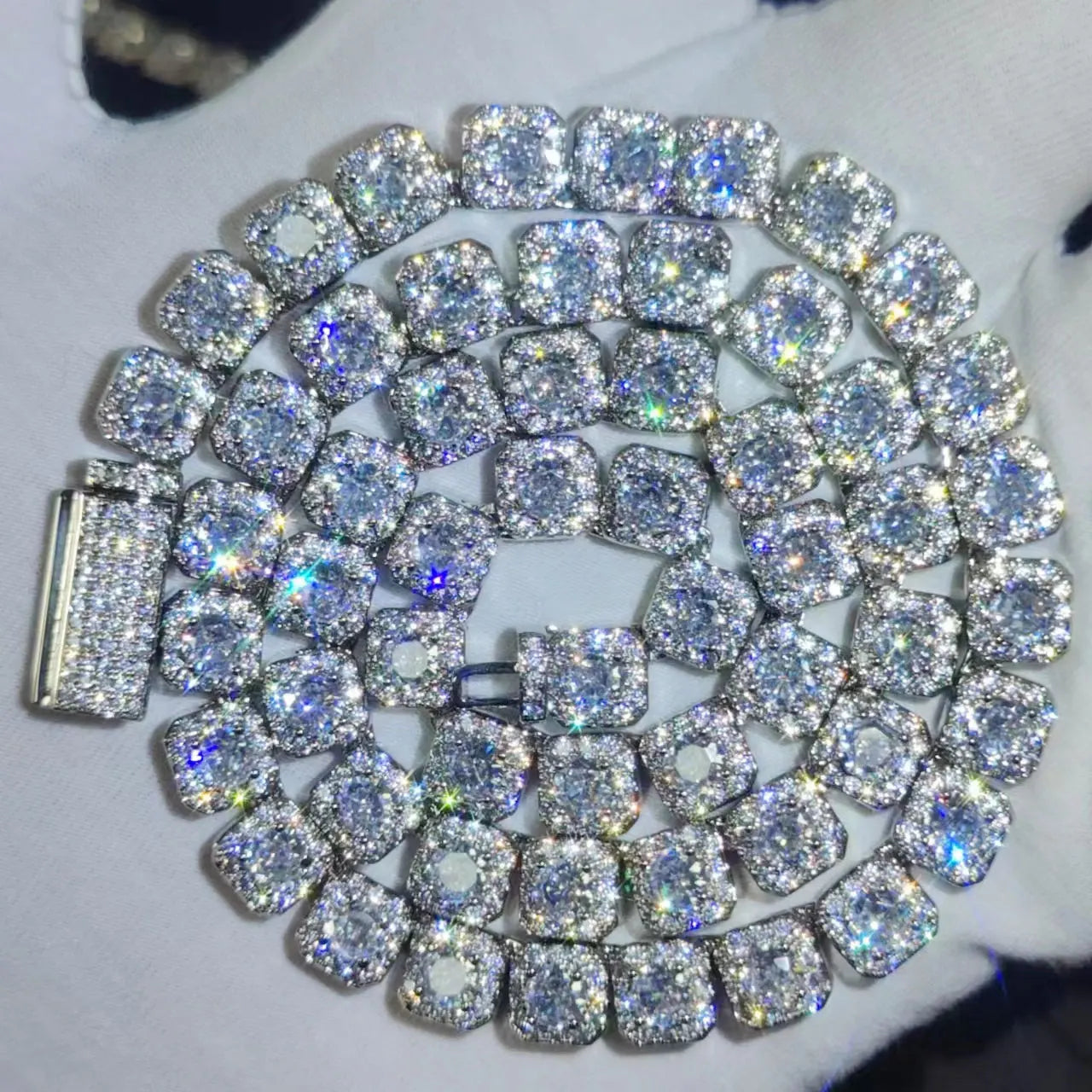 7MM 5A zircone Cluster Tennis Chain Iced Out Square Sparkling CZ Link collana regalo di anniversario per lui o per lei gioielli Hip Hop