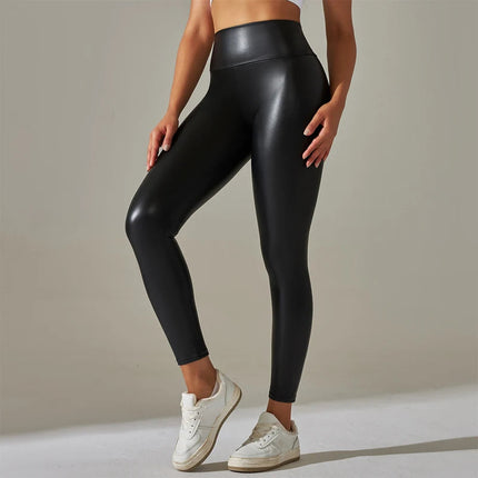 Trendy New Oversized WOMEN'S Leggings, High Waisted Tight and Sexy PU Leather Pants, Colorful Yoga Pants for Women PlatiNum