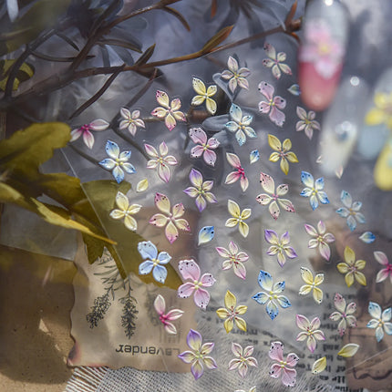 1Pc 3D Lavendar Flowers Stickers for Nails Spring Sakura Floral Leaves Self-Adhesive Sliders Decals Art Manicure for Decoration