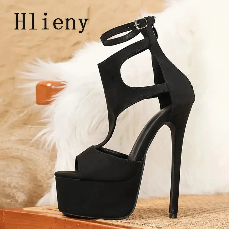 Hlieny 2025 New Women Platform Sandals High Heels Sexy Peep Toe Ankle Buckle Strap Stilettos Pumps Fashion Party Wedding Shoes