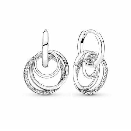 Orecchini in Argento Puro 925 con Zirconi a Forma di Cuore, Stella, Luna e Cerchio, Gioielli per Donne, Regalo per Compleanno, Festa della Mamma, Accessori platinumshop