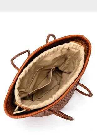 Borsa a secchiello intrecciata a mano 2026 in vera pelle, borsa a tracolla vintage da donna per uso quotidiano, pendolarismo e vacanze