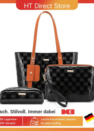 Miss Lulu WOMEN'S Handbag Set, Medium Shopper bag, 3-Piece Set Shoulder Bags FOR WOMEN'S, Elegant Handbag PlatiNum
