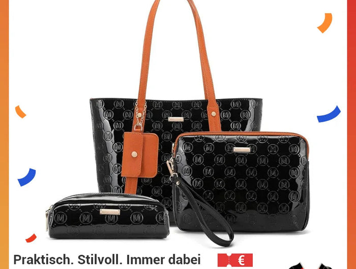 Miss Lulu WOMEN'S Handbag Set, Medium Shopper bag, 3-Piece Set Shoulder Bags FOR WOMEN'S, Elegant Handbag PlatiNum