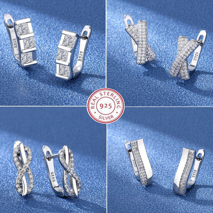 Orecchini in argento sterling 925 gioielli di alta qualità retrò modello semplice orecchini con zirconi bianchi viola vendita calda platinumshop