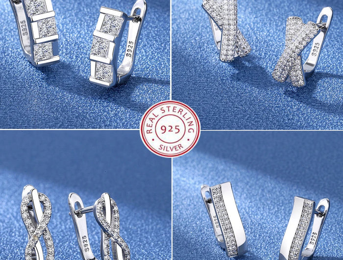 Orecchini in argento sterling 925 gioielli di alta qualità retrò modello semplice orecchini con zirconi bianchi viola vendita calda platinumshop