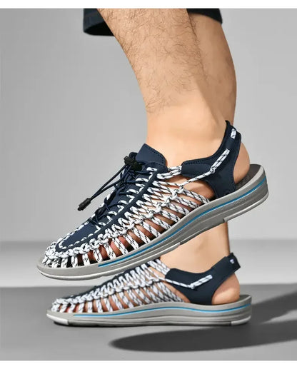 Fashion Men Sandals for Women Slippers Weaving Design Beach Breathable Casual Flat Sandals Outdoor Couples Sandals Size 48