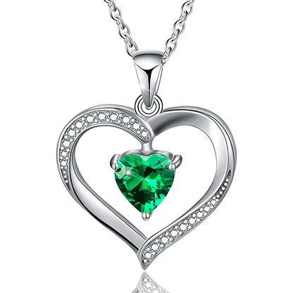 Huitan Green Heart Cubic Zirconia Love collana per le donne Wedding Anniversary Party eleganti collane femminili Statement Jewelry