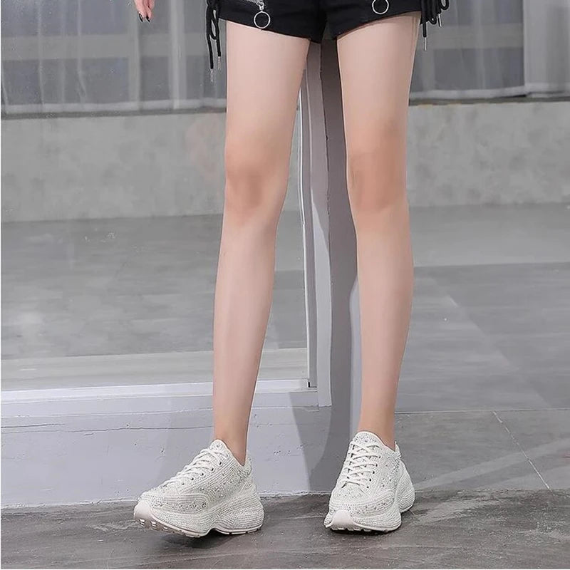 AIYUQI Women Sneakers Platform 2024  Rhinestone Sponge CakeWomen Casual Shoes Large Size Sneakers For Women