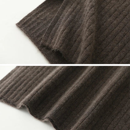 Women's Knitted Skirt 100% Merino Wool Sheath Skirt Solid Color Autumn/Winter Fashion Vertical Strip Wrap Hip Skirt Split Skirt PlatiNum