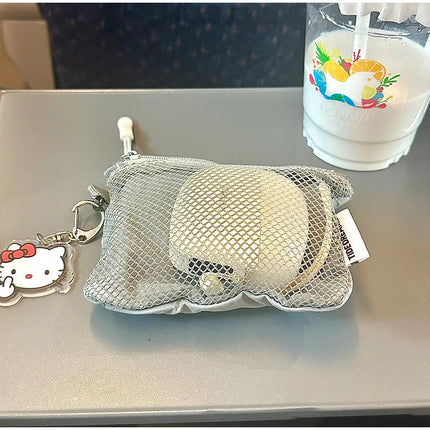 Travel Makeup Storage Bags New Mesh Coin Purse Simple Portable Mini Bag Multi-purpose Square Bag Double-layer Zipper Card Holder PlatiNum