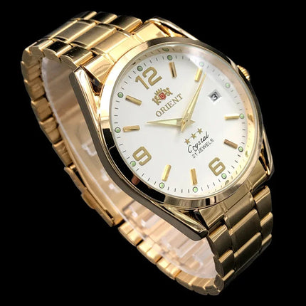 Orient Double Lion Classic Watch Series Orologio da uomo con cinturino in acciaio inossidabile Tourbillon meccanico automatico multifunzione di lusso platinumshop