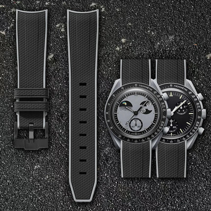 Per Omega Swatch 20mm Curva cinturino per orologio Speedmaster MoonSwatch Planet Snoopy cinturino cinturino a sgancio rapido braccialetto in gomma platinumshop