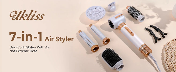 7‑In‑1 Multi‑Functional Hot Air Hair Styling Set,626-1- Curling Wand, Hair Dryer, Straightening Comb, Round Brush, Interchangeable Heads Household Salon Hair Care Styling Instrument