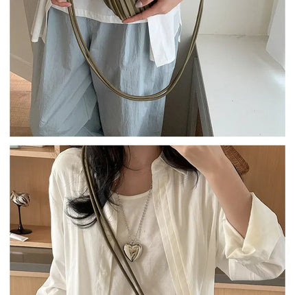Summer Fashion New Crossbody Bag Women's PU Single Shoulder Mini Bag Luxury Versatile Pleated Casual Small Square Bag Handbags PlatiNum