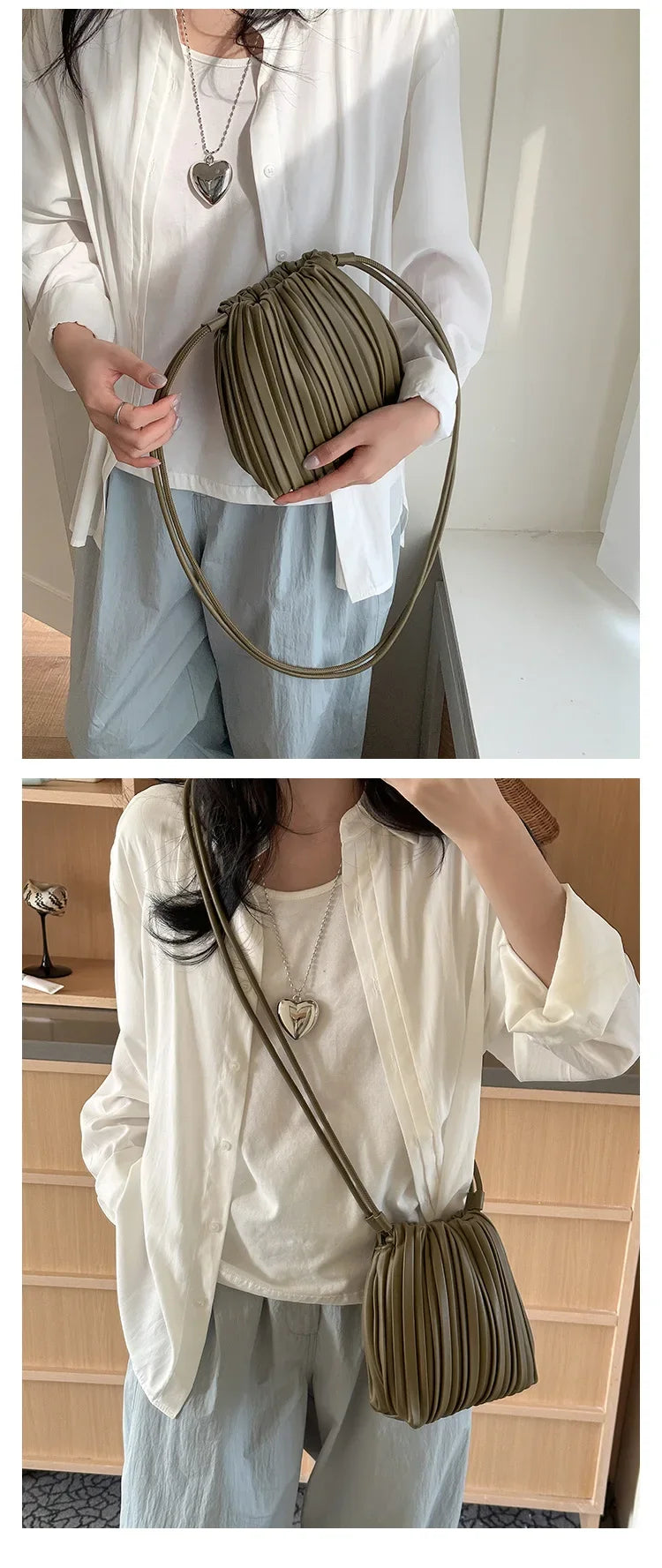 Summer Fashion New Crossbody Bag Women's PU Single Shoulder Mini Bag Luxury Versatile Pleated Casual Small Square Bag Handbags PlatiNum