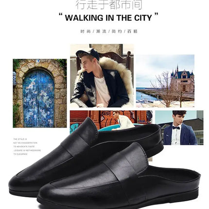 Mezze mocassini da uomo in pelle estiva pantofole mocassino Slides muli traspiranti per uomo Outdoor leggero Casual mezze scarpe 2023