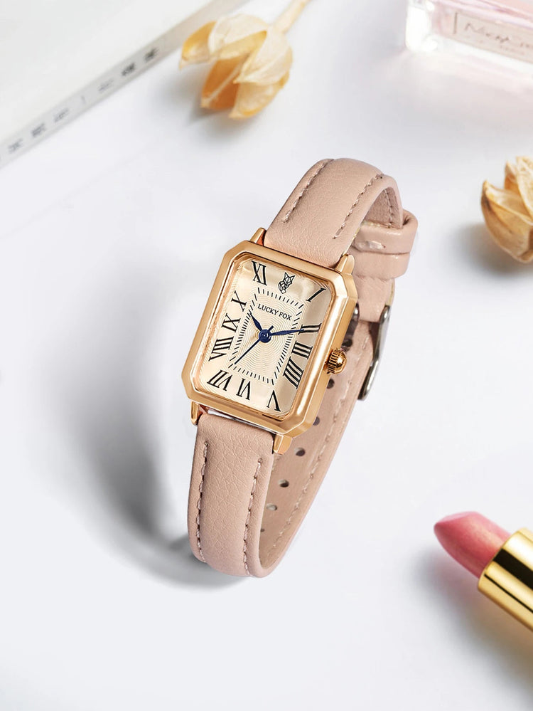 LUCKY FOX 2 pezzi confezione regalo di lusso leggera set braccialetto orologio orologio al quarzo quadrato da donna semplice e alla moda regalo del festival Reloj platinumshop