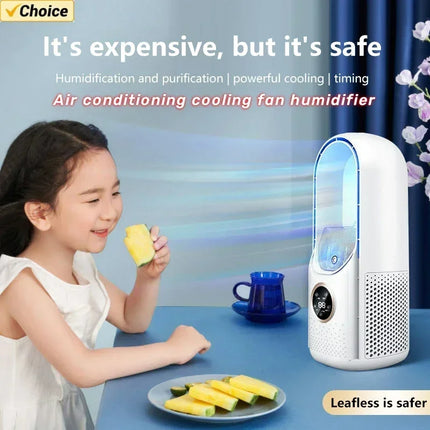 Ventilatore Elettrico Senza Pale Lenovo, Ventilatore USB per Raffreddamento, Mini Condizionatore a 6 Velocità, Ventilatore Portatile da Scrivania Senza Pale con Umidificatore