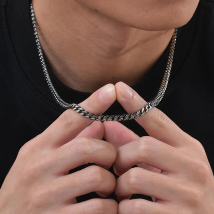 3-11MM Classic Cuban Chain Necklace for Men Women,Silver Black Gold Grey Color Stainless Steel Chains,Basic Punk Jewelry Gift PlatiNum