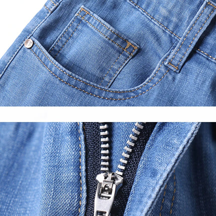 2026 Pantaloncini Casual da Uomo in Denim Cotone Elastico Dritti di Alta Qualità al Ginocchio Jeans Classici Vintage Moda Blu