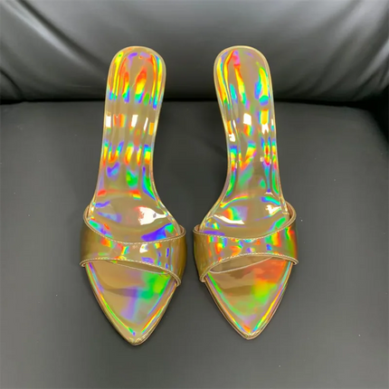 Women's Stiletto Heel Open Toe Sandals, Starry Summer Style, with Dazzling Laser Colors, 2026