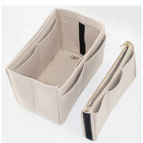 Borsa Tote in Lana Color Kaki per Donna con Organizer Integrato – Borsa Grande con 10 Scomparti, Borsa a Spalla alla Moda 29x15x18cm