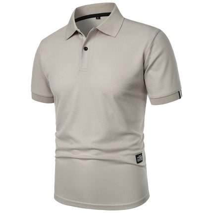 Men's Casual Short Sleeve Button-Up Lapel Solid Color T-Shirt