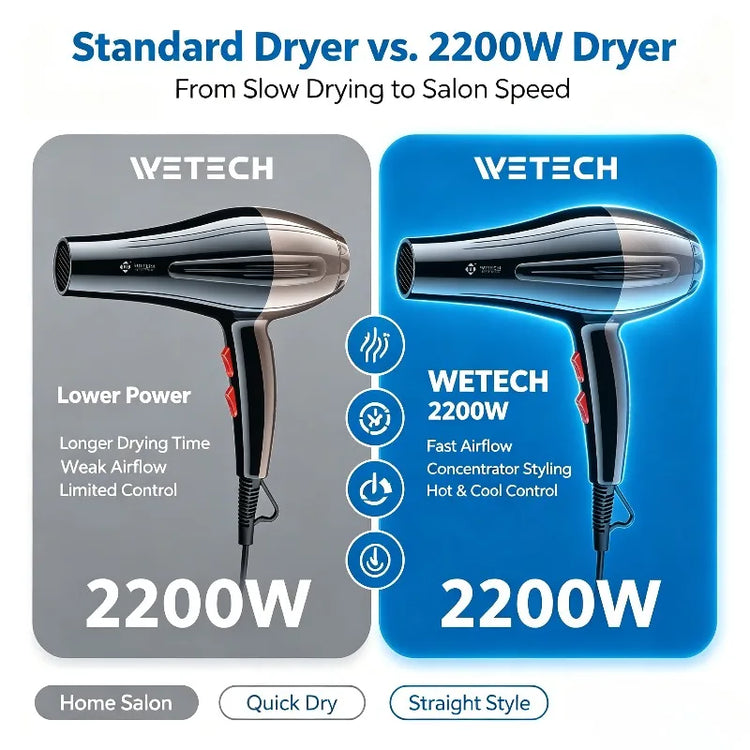 2200W Professional Hair Dryer AC100-240V Adjustable Temperature Speed Cold Shot Blow Dryer With Concentrator Nozzle Salon Home Travel Hair Styling Tool