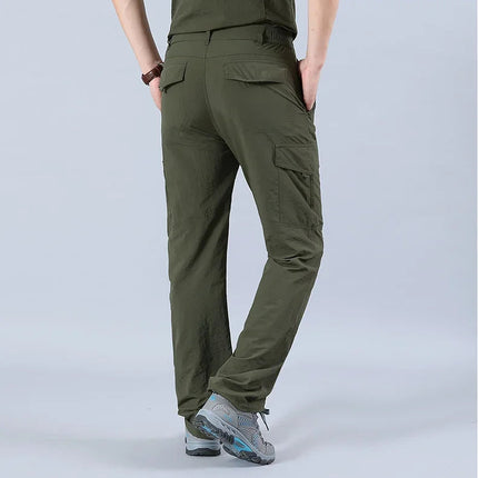 Summer Casual Lightweight Army Military Long Trousers Male Waterproof Quick Dry Cargo Camping Overalls Tactical Pants Breathable PlatiNum