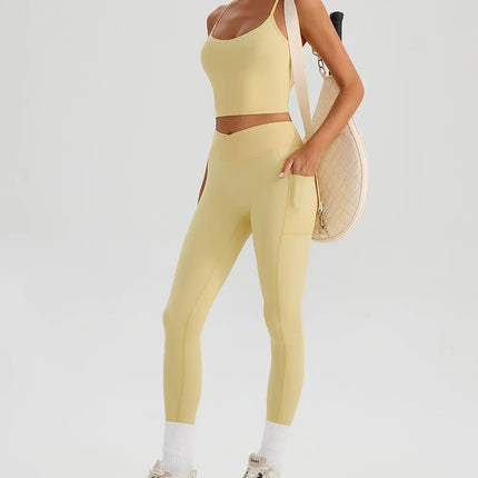 Women Gym Sports Leggings Workout Yoga Pants With Pockets High Waist Tights Fitness Pants Outdoors Running Training Trousers PlatiNum