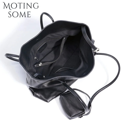 Motingsome Oversized Natural Leather Woman Bags 2025 New Fashion Handbag and Purses Large Capacity Commuter Bag Casual Tote