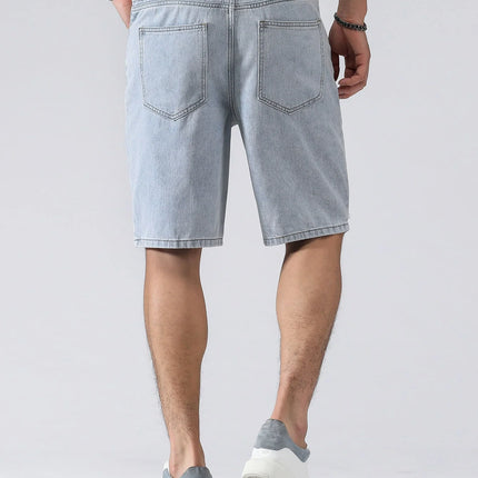 Pantaloncini di jeans elasticizzati estivi da uomo Jeans da uomo Streetwear Lettera strappata al ginocchio Baggy Comfort Cargo Pantaloncini casual Pantaloni Jean
