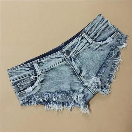 Women Summer Low Waist Denim Shorts Stretchy Short Jeans Hot Pants Sexy Triangle Design Butt Enhancer Casual Streetwear DURIKIES PlatiNum