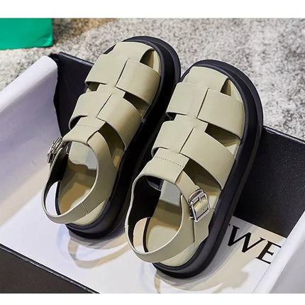 AIYUQI Women's Closed-Toe Sandals, New Summer 2026 Roman Sandals, Fashionable Woven Women's Thick-Soled Casual Shoes