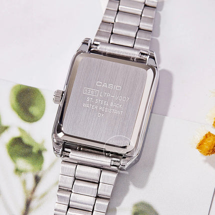 Orologio Casio da donna set di lusso delle migliori marche Orologio da donna al quarzo impermeabile 30 m Forma tonneau Acciaio inossidabile Ste reloj mujer LTP-V007D- platinumshop