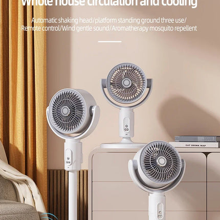 Ventilatore a Turbina Elettrica da Pavimento, Ventilatore a Cinque Velocità Regolabili, Altezza Regolabile, Ricaricabile
