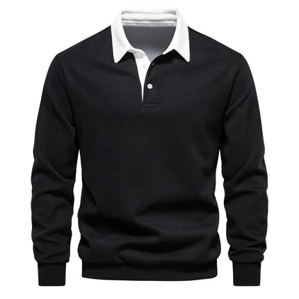 2025 Spring Autumn Polo Neck Sweatshirts for Men Fashion Smart Casual Cotton Mens Hoodies Sweatshirts High-Quality Pullover Tops