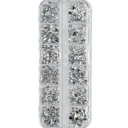 LYLE 12 grids Silver White Resin Nail Art Ornaments Shiny Tiny Star Flat Back Rhinestones Irregular Nail Accessories