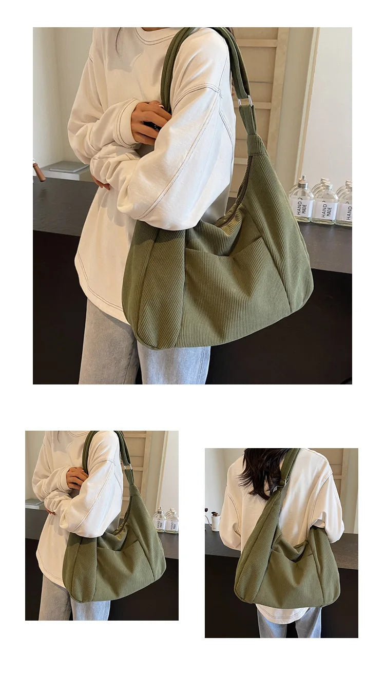 New Large Capacity Casual Crossbody Bag Simple Artistic Commuter Student Single Shoulder Bag Outdoor Leisure Women's Tote Bag PlatiNum