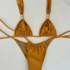 2025New Sexy a vita bassa Micro Bikini Set Costumi da bagno Donna Costume da bagno Solido brasiliano con spalline Halter Beachwear Costume da bagno biquini platinumshop