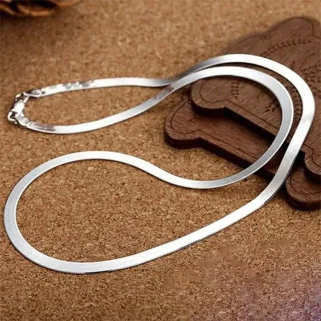 New 925 Sterling Silver fine 4MM Blade Chain Necklace for Women MEN Luxury wedding party Jewelry Best friend Holiday gifts PlatiNum