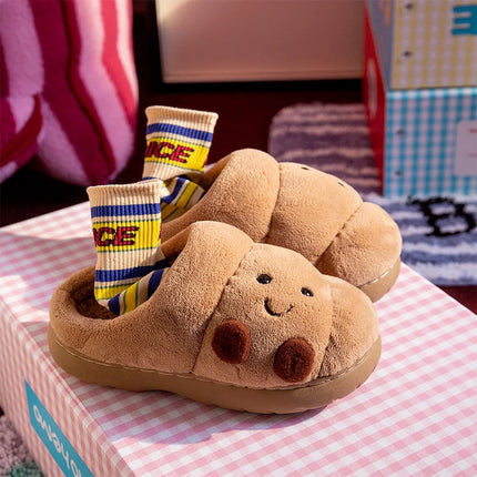 Plush Cotton Slippers Women Winter Indoor Home Shoes Anti-slip Thick Warm Cotton Shoes Cartoon Slippers Soft Comfortable Slipper