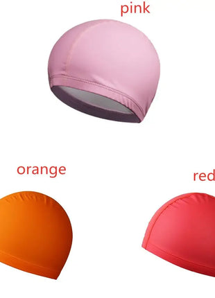 Nuovo Cappello da Nuoto Impermeabile 2025 in Tessuto PU per Adulti/Bambini, Protezione Orecchie, Tinta Unita