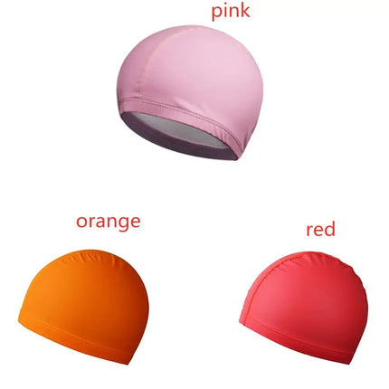 Nuovo Cappello da Nuoto Impermeabile 2025 in Tessuto PU per Adulti/Bambini, Protezione Orecchie, Tinta Unita